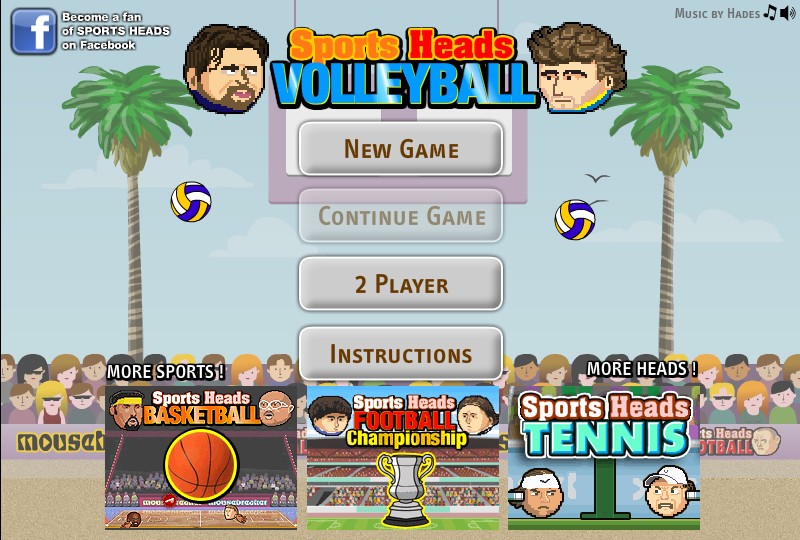 Heads explode in volley ball! Volley Random TwoPlayerGames.Org